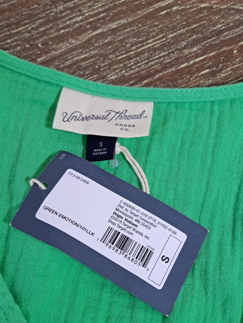 Universal Thread NWT Long-Sleeve Tiered Maxi Dress Bright Green Pockets Cotton S - Picture 7 of 11